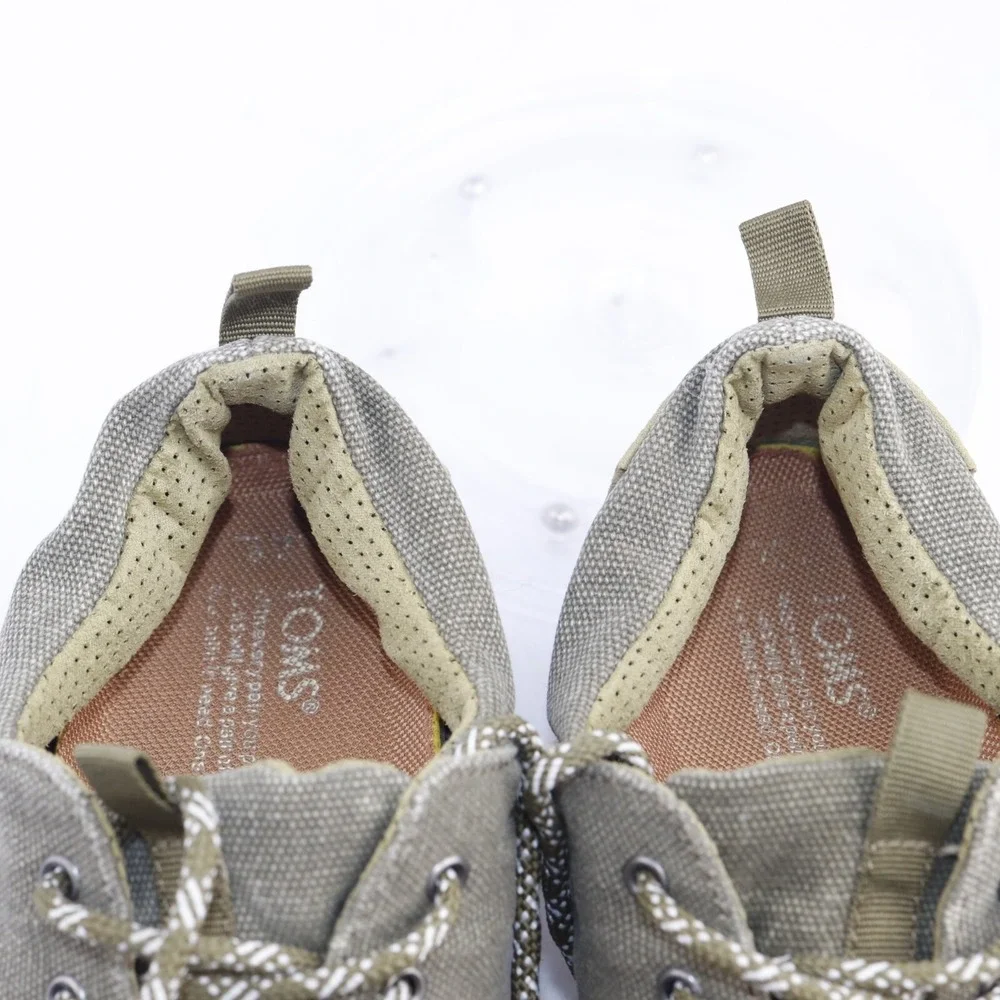Toms Womens Del Rey Sneaker Size 9 Olive Green Canvas Lace Up Comfort Shoe Sport